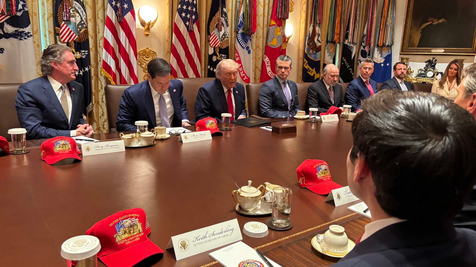 Trump uses cabinet meeting to warn Iran, boost Ebola screening and tout fraud crackdowns