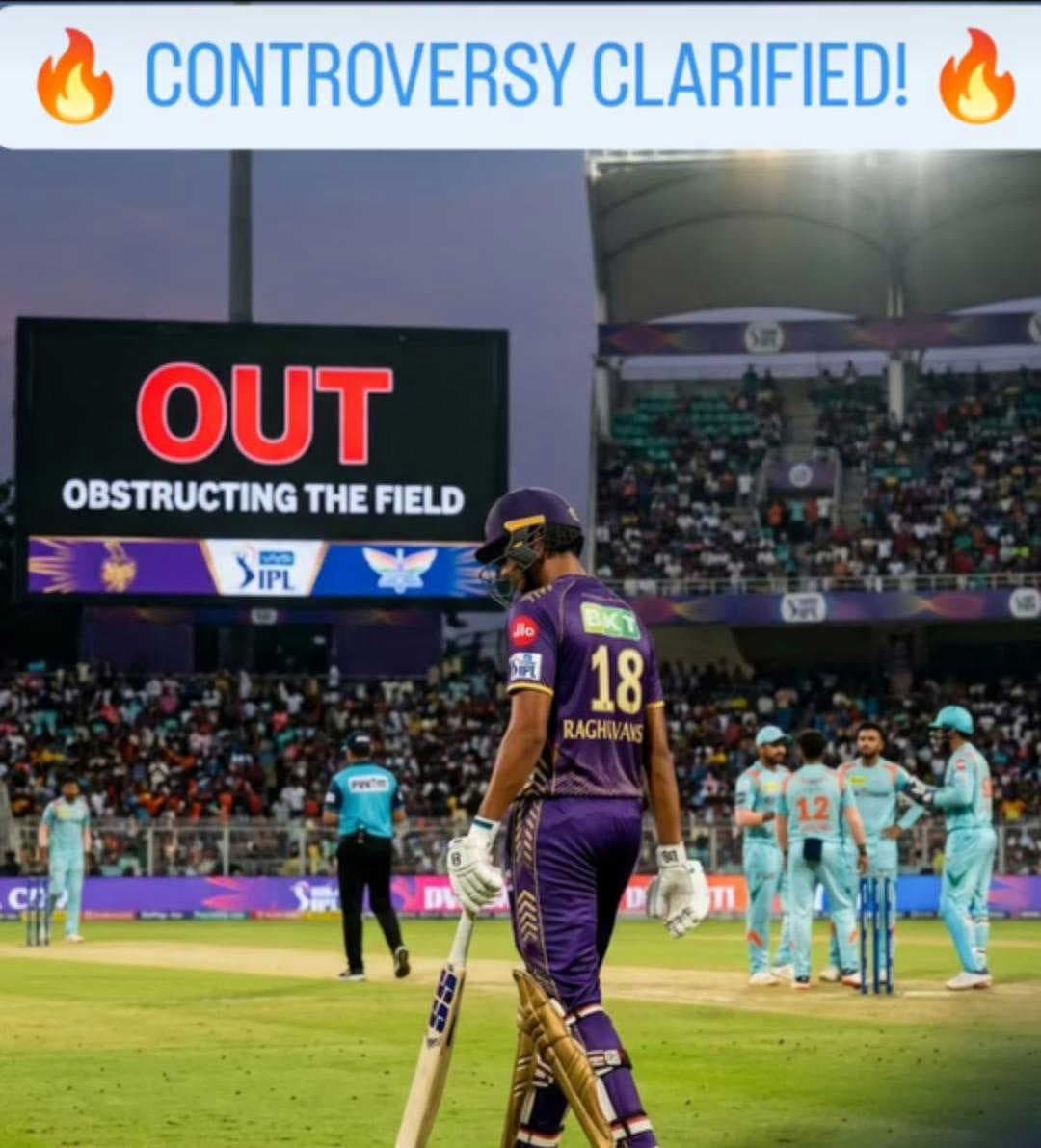 MCC backs Raghuvanshi’s controversial ‘Obstructing the Field’ dismissal in IPL 2026