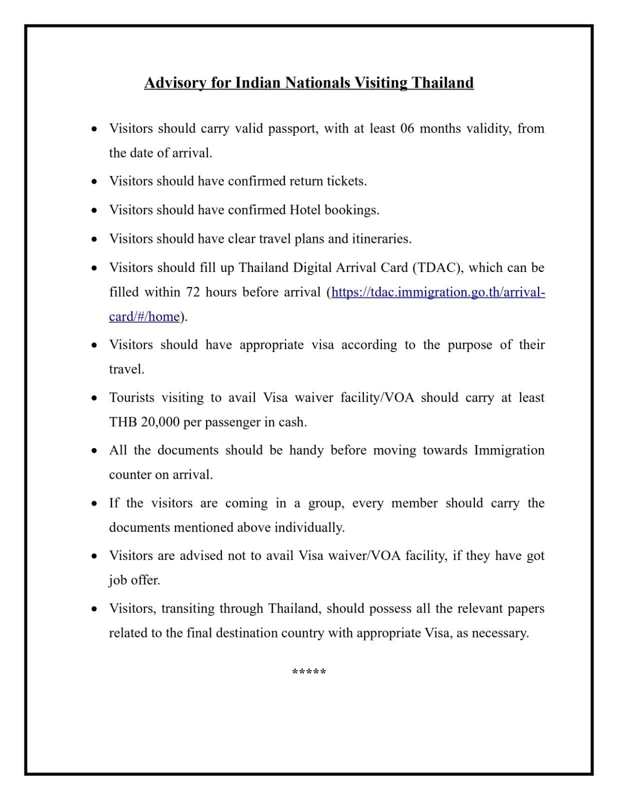 Thailand travel advisory: India issues 11-point checklist for tourists