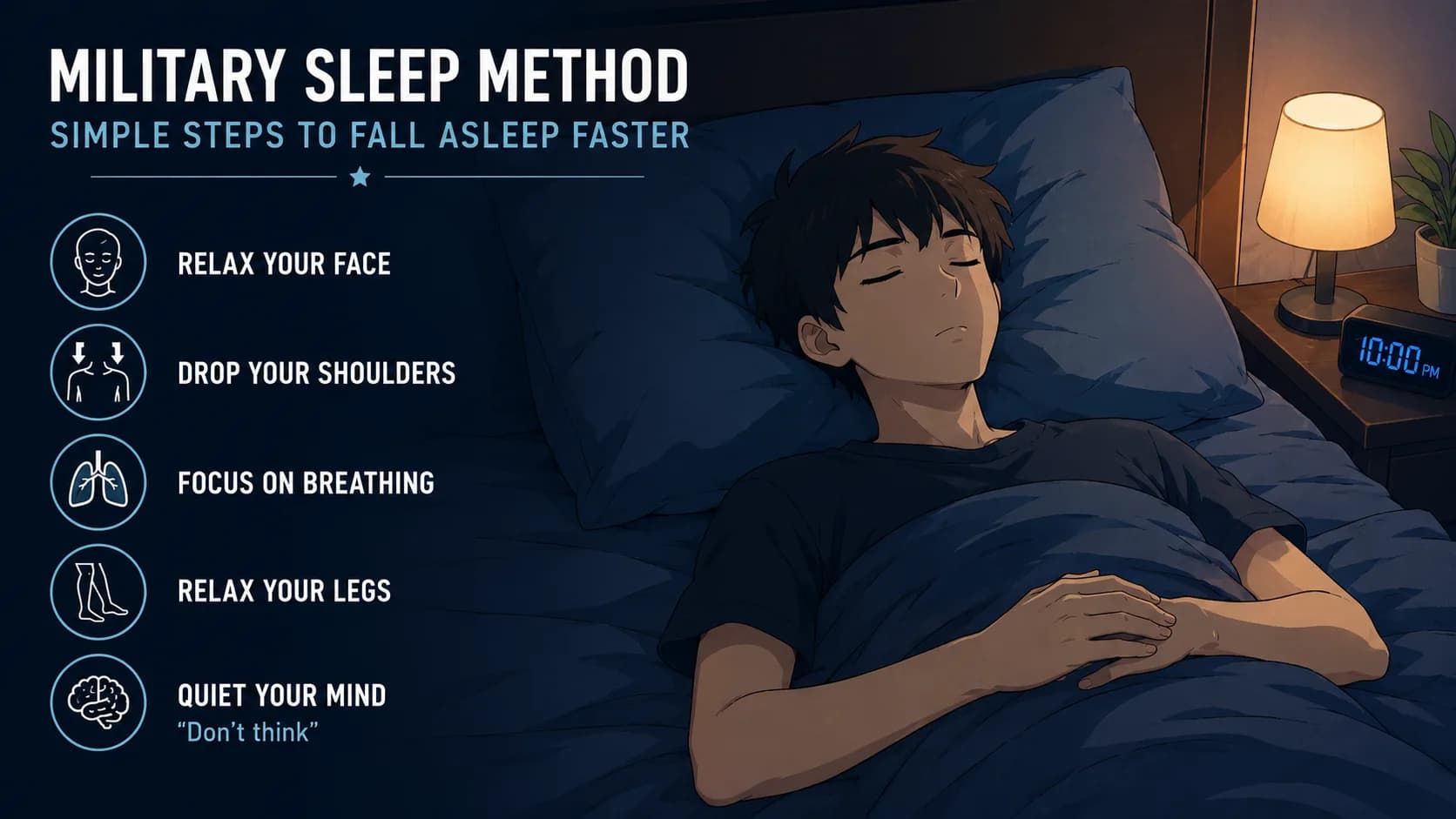 Racing thoughts at bedtime? Try the Military Sleep Method