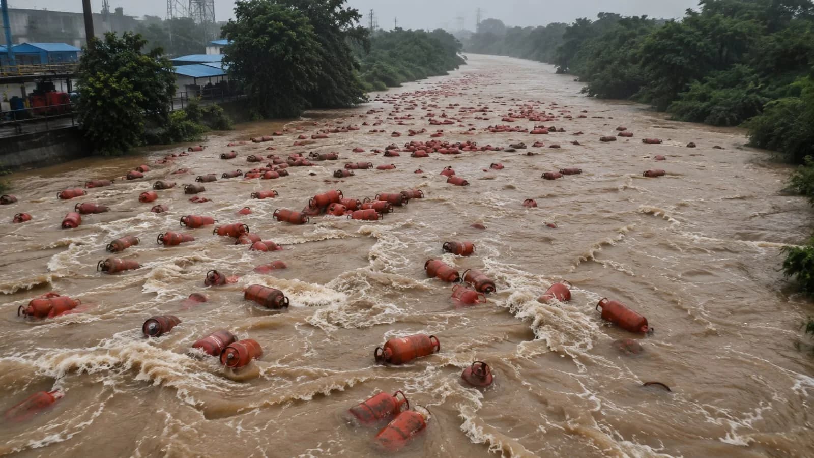 Maharashtra floods: 3,000 LPG cylinders drift into river