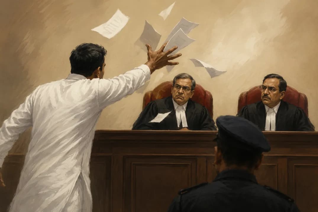 Supreme Court lets off petitioner after ‘Mr judicial servant’ outburst, paper throwing
