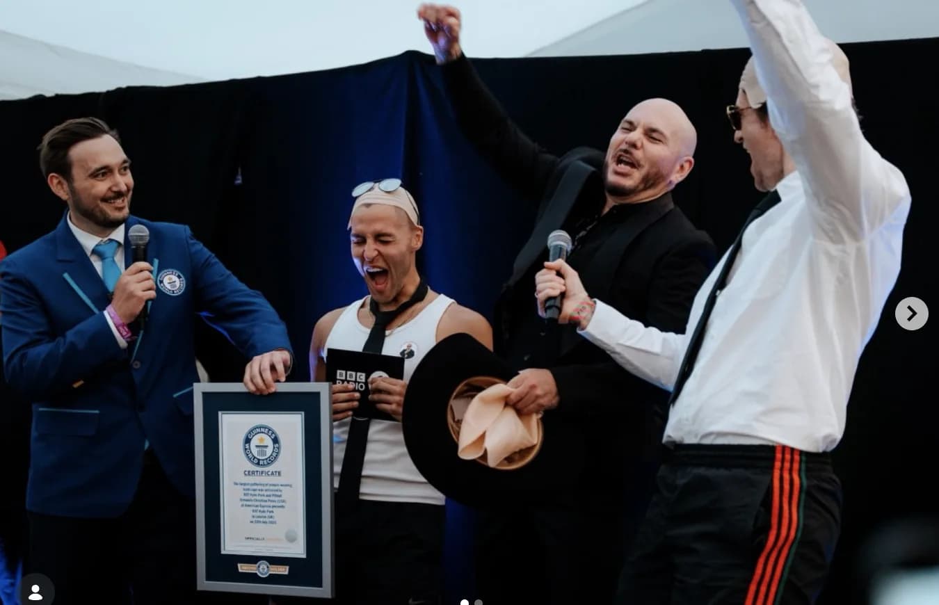 Pitbull Guinness World Record created as 20,000 fans wear bald caps in London